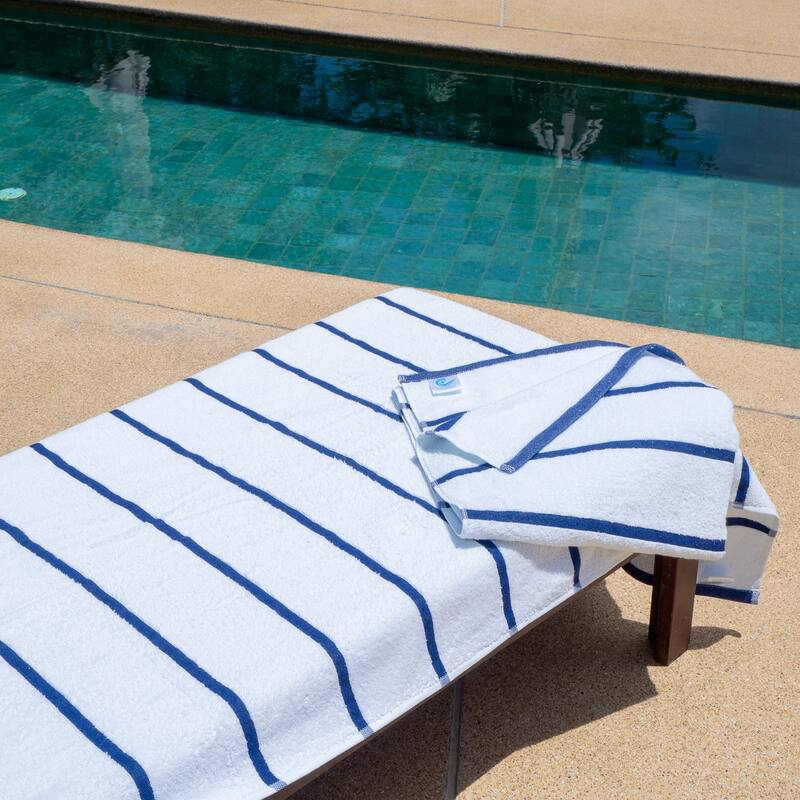 Las Rayas 2-Piece Chaise Lounge Towel Covers with Top Pocket - 30x85