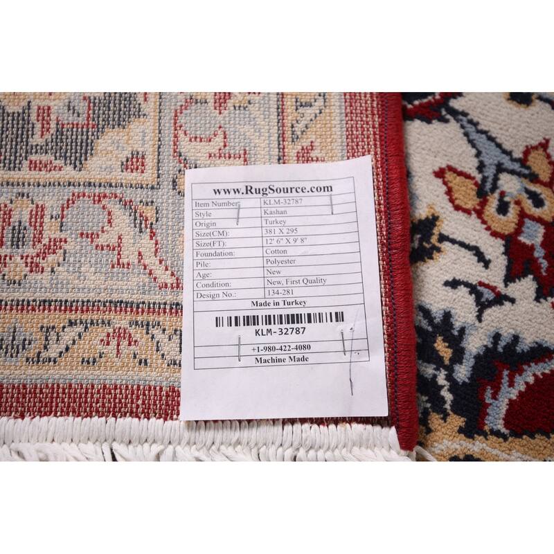 Kashan Turkish Area Rug Machine Made Traditional Carpet - 9'8" x 12'6"