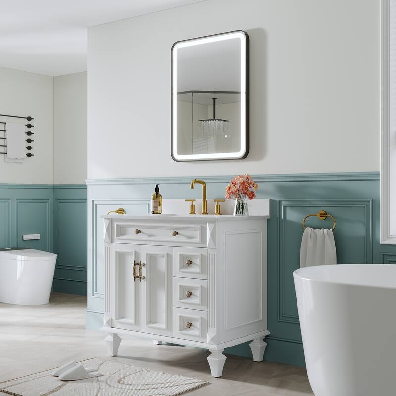 Wall Mounted Bathroom Framed LED Mirror With Anti- Fog,Memory Function And Dimmable Light Touch Sensor