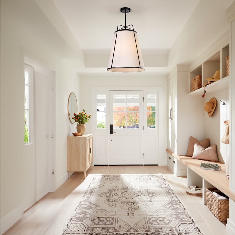 3-Light Modern Fabric Chandelier 16"x 19.7" Farmhouse Pendant Lights - 16inch x 19.7inch