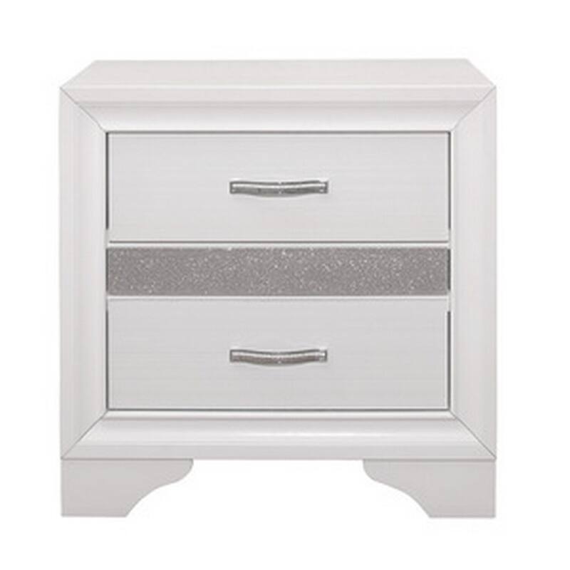 White 2 Drawer 26 in. W Nightstand with 1 Jewelry Drawer
