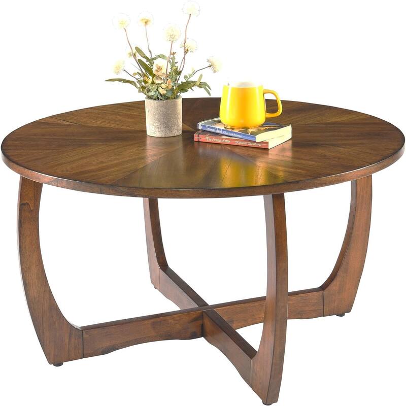 MidCentury Modern Round Wood Coffee Table On Sale Bed Bath