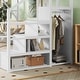 preview thumbnail 49 of 98, Metal Loft Bed with Wooden Stairs Built-in Storage Shelves and Wardrobe, High Loft Bed Frame with Side Grid Storage Rack