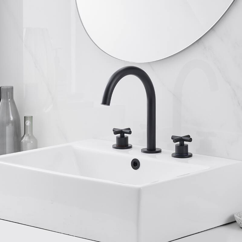 Widespread Bathroom Faucet 3-Hole Double Handle Vanity Tap with Pop-Up Drain