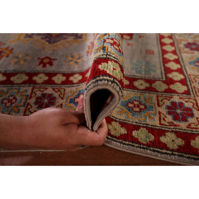 Gray Kazak Oriental Accent Rug Hand-Knotted Wool Carpet - 3'6" x 5'0"