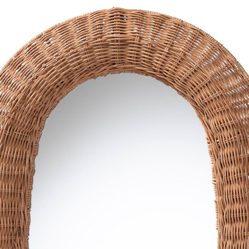 Brisia Rattan Wall Mirror - Handwoven Wicker Framed Mirror for Entryway, Living Room, or Bedroom, Natural