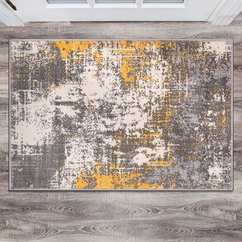 World Rug Gallery Geneva Contemporary Distressed Absract Area Rug