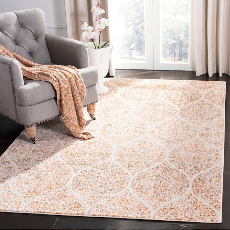 SAFAVIEH Madison Gesa Boho Chic Ogee Trellis Rug - 10' x 14' - Cream/Orange