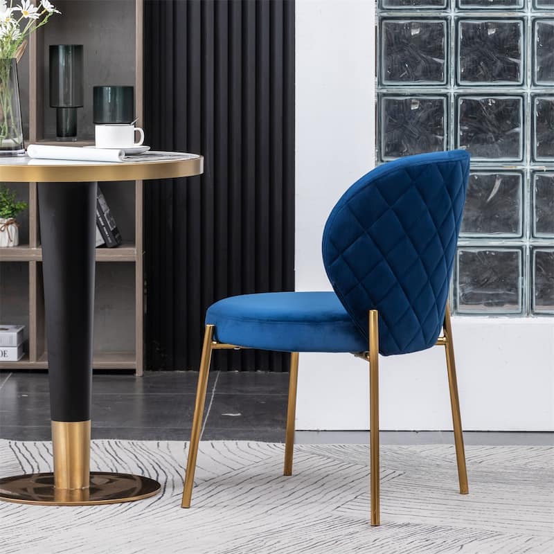 Contemporary Velvet Upholstery Dining Chair, Blue