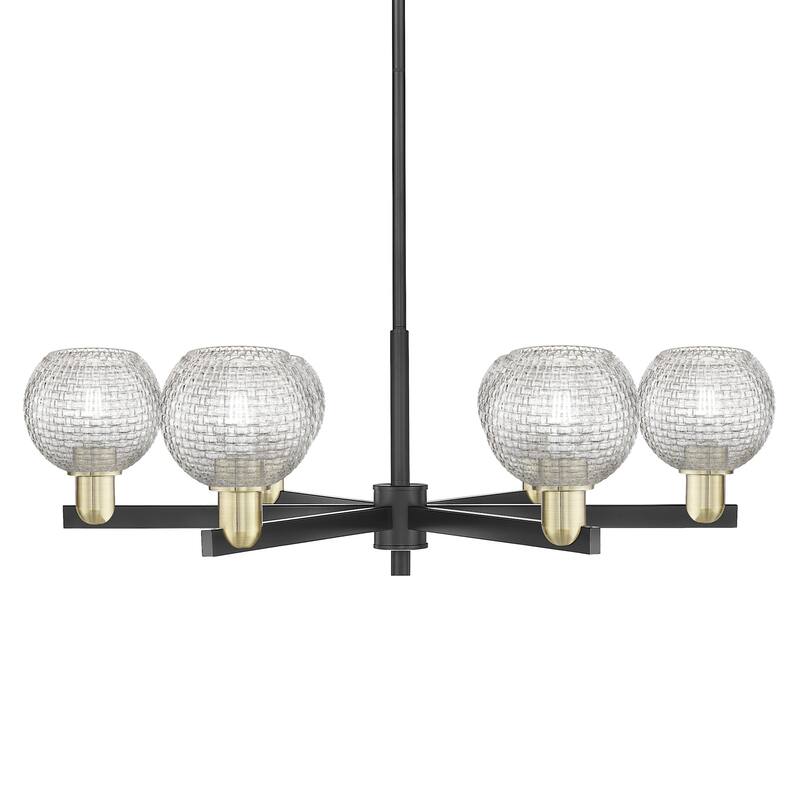 Innovations Lighting 716-6CR-11-36 Athens Chandelier Athens 6 Light - Black Antique Brass / Clear Basketweave