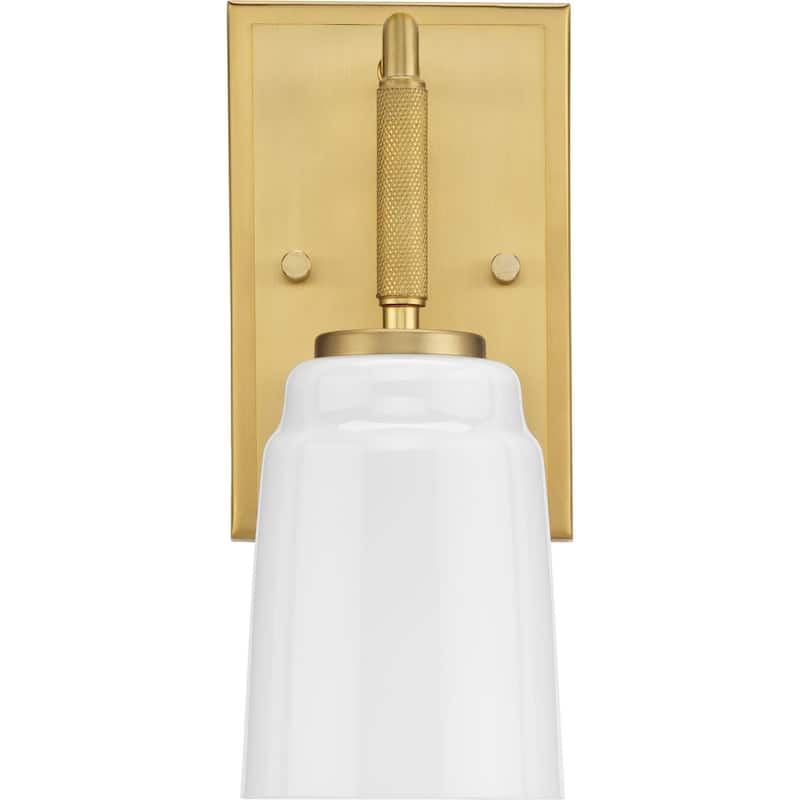 Spenser Collection One-Light Brushed Gold Industrial Vanity Light - 4.5 in x 5.75 in x 10.62 in