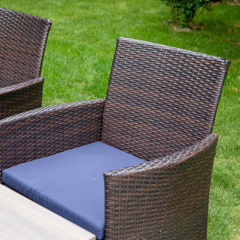 7/9-piece Patio Dining Set, Expendable Rectangular Outdoor Dining Table with Rattan Chairs