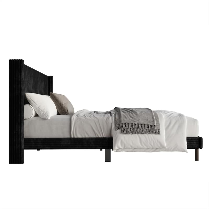 Clayfell Duluth Corduroy Velvet Upholstered Platform Bed