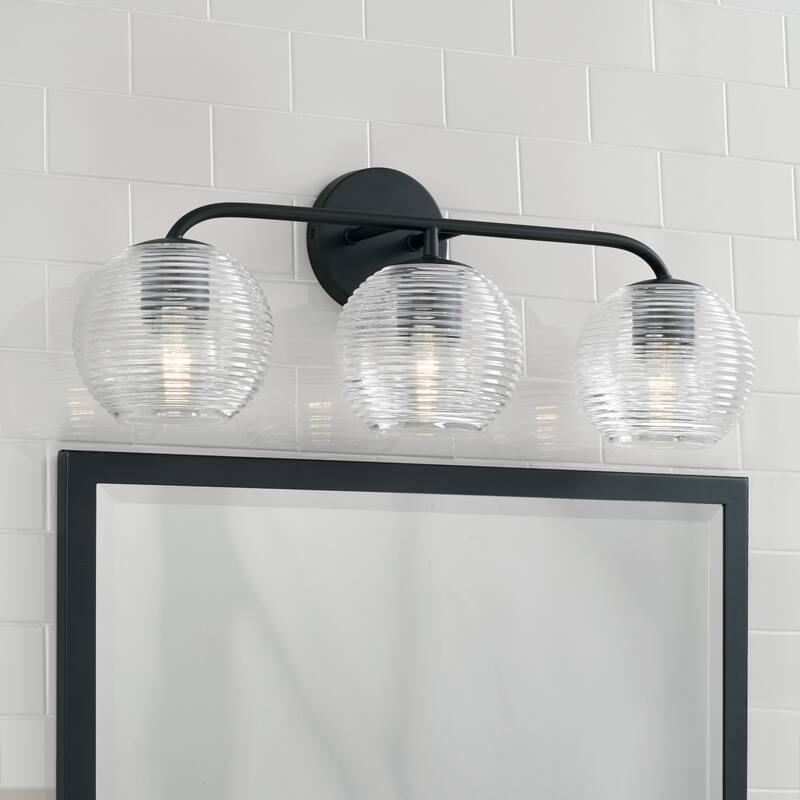 Dolan 3-light Bath/ Vanity Fixture w/ Clear Ribbed Glass