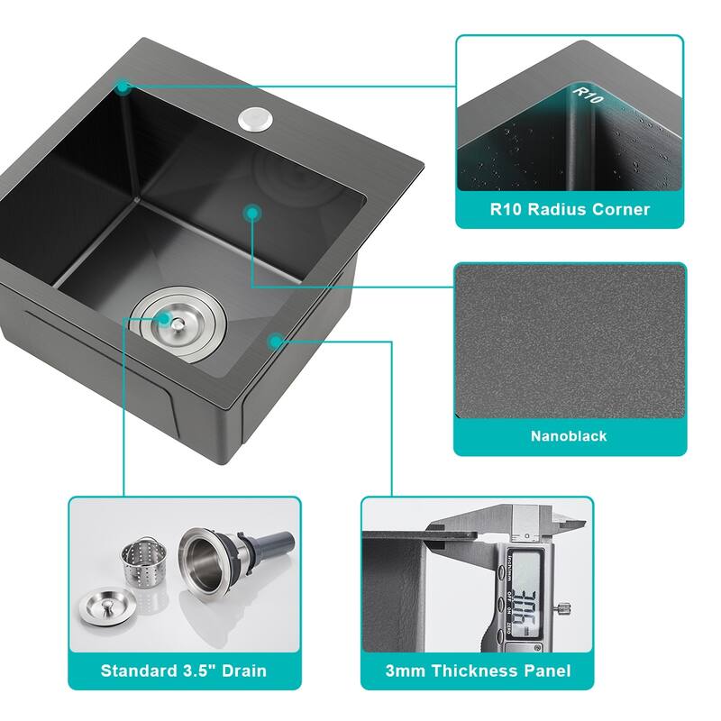 Single Bowl Kitchen Sink, 304 Stainless Steel Small Sink