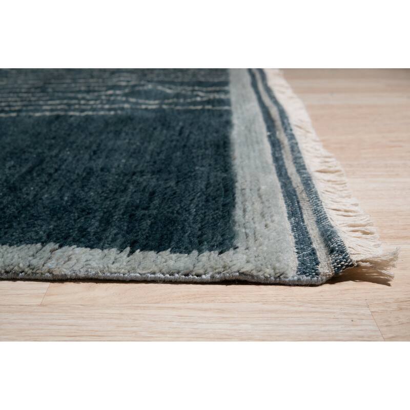 Hand-Knotted Wool Green/Turquoise Moroccan Contemporary Berber Moroccan Rug, Vibrant and Stylish Area Rug for Enhancing
