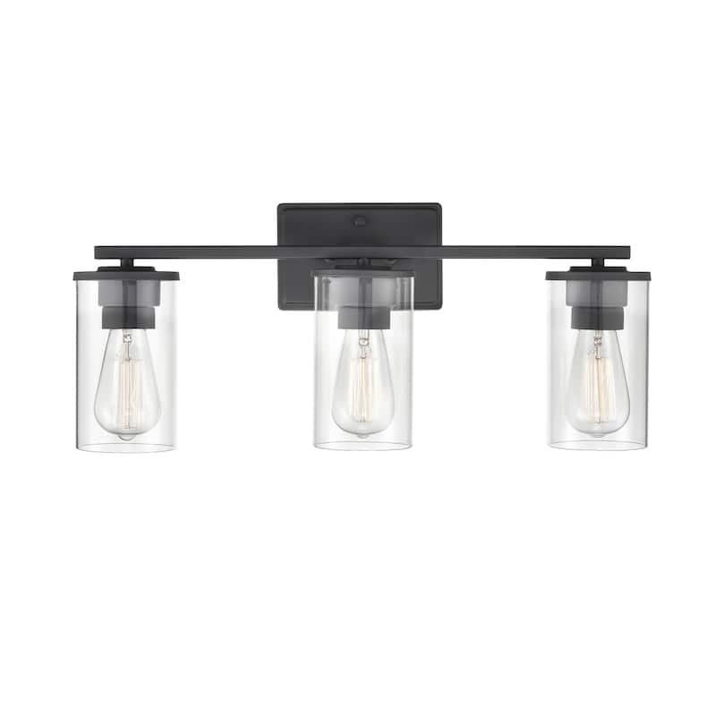 Millennium Lighting Verlana 3-Light Bathroom Vanity Fixture in Multiple Finishes with Clear Glass Shades - Matte Black