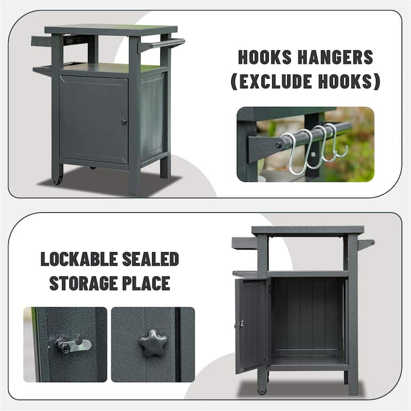 Grill Carts Outdoor with Storage and Wheels