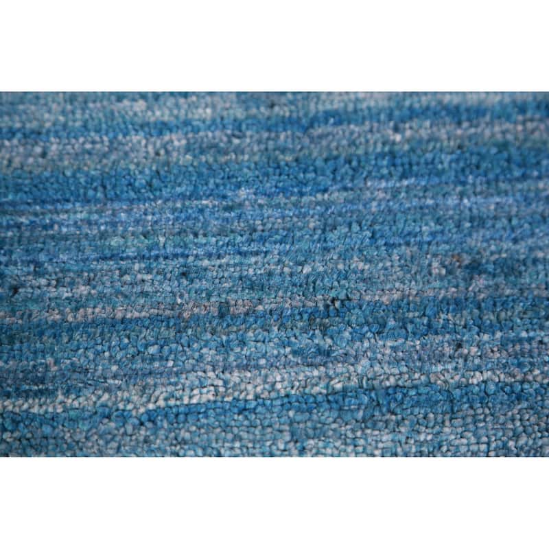 Hand Knotted Oriental 100% Wool Carpet Tribal Tribal Navy Blue & Blues Gabbeh Area Rug - 9' 10'' X 7' 10''