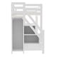 preview thumbnail 12 of 24, Twin/Full Size Loft Bed with Small Wardrobe, LED Light and Storage Staircase, Wooden Loft Bedframe with Storage Shelves for Kids