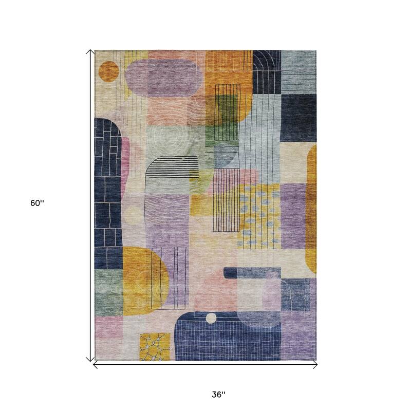HomeRoots Abstract Transitional Rectangle Outdoor Rug
