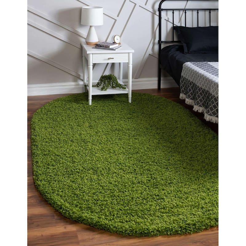 Shag Laurian Collection Area Rug - 3'3"x5'3" Oval - Grass Green
