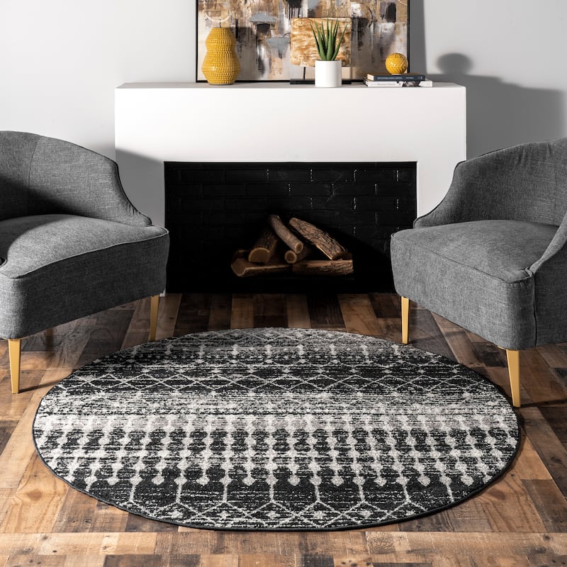 Nuloom Emmy Moroccan Trellis Area Rug - 5' Round - Black