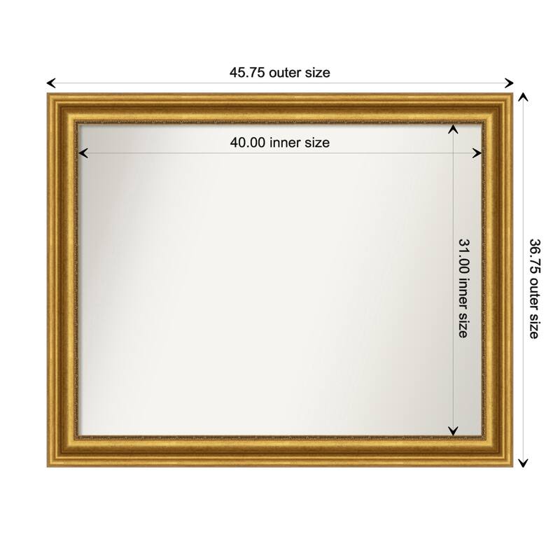 Parlor Gold Framed Non-Beveled Custom Wall Mirror, Bathroom Vanity Mirror - Outer Size: 45.75 x 36.75