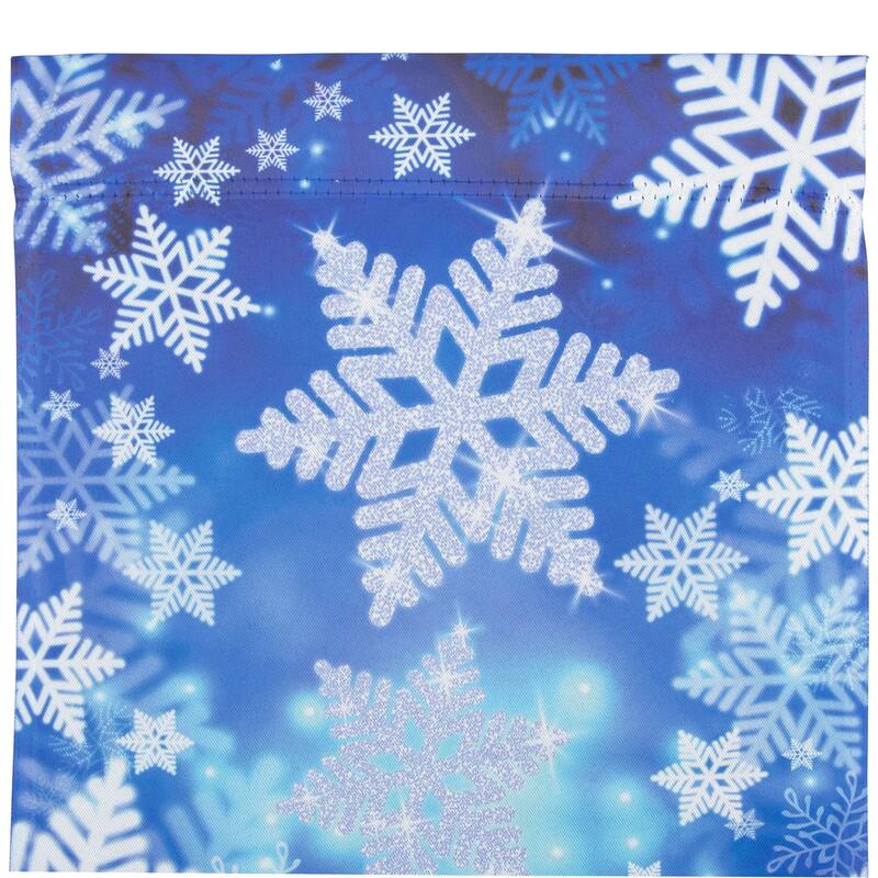 Merry Christmas and Snowflakes Blue and White House Flag 28" x 40" - 28" x 40"