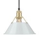 preview thumbnail 1 of 0, Yep by Golden Lighting Orwell 1-light 10in Pendant in Brushed Champagne Brass and Dusky Blue shade - Gold