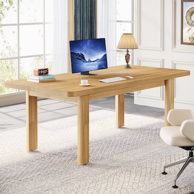 63" Large Office Computer Desk, Executive Desk with Solid Wood Legs