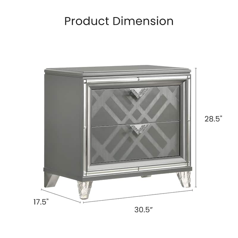 Bel Air Glam 2-Drawer Wood Nightstand with USB Ports by Furniture of America