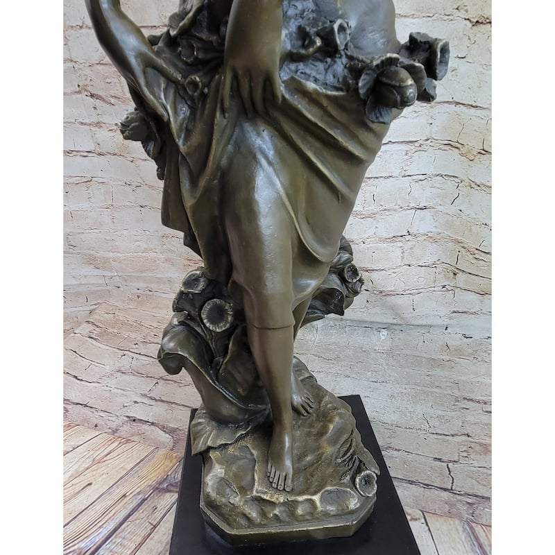 Young Maiden Girl Female Figure Bronze Statue Sculpture Auguste Moreau 26 Inches X 8.5 Inches