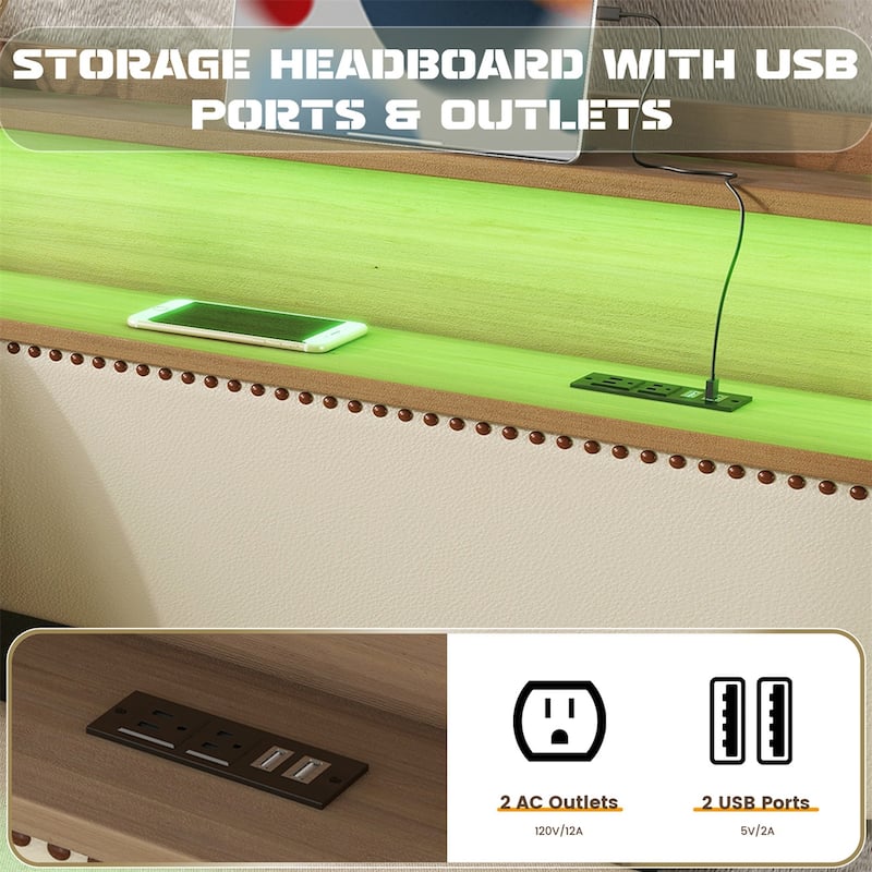 Modern Twin Size Upholstered Daybed with Trundle and Charging Station
