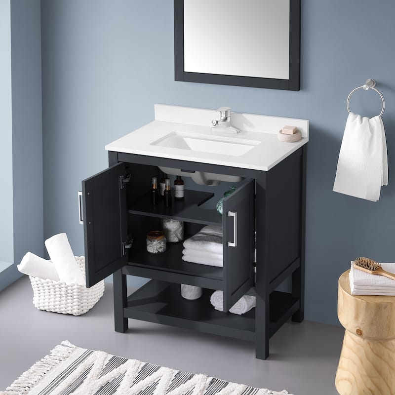 Ove Decors Vegas 30" Bathroom Vanity Combo w/ Top and Backslplash, Dark Charcoal