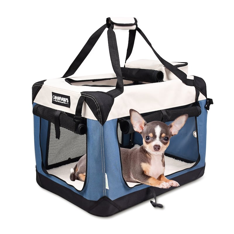 JESPET Indoor & Outdoor 3-Door Collapsible Soft-Sided Dog Crate - 24'' - Lake Blue