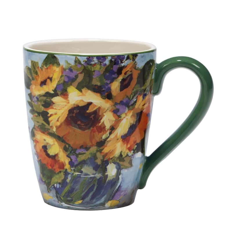 Certified International Sunflower Bouquet 20 oz. Mugs, Set of 4 Assorted Designs