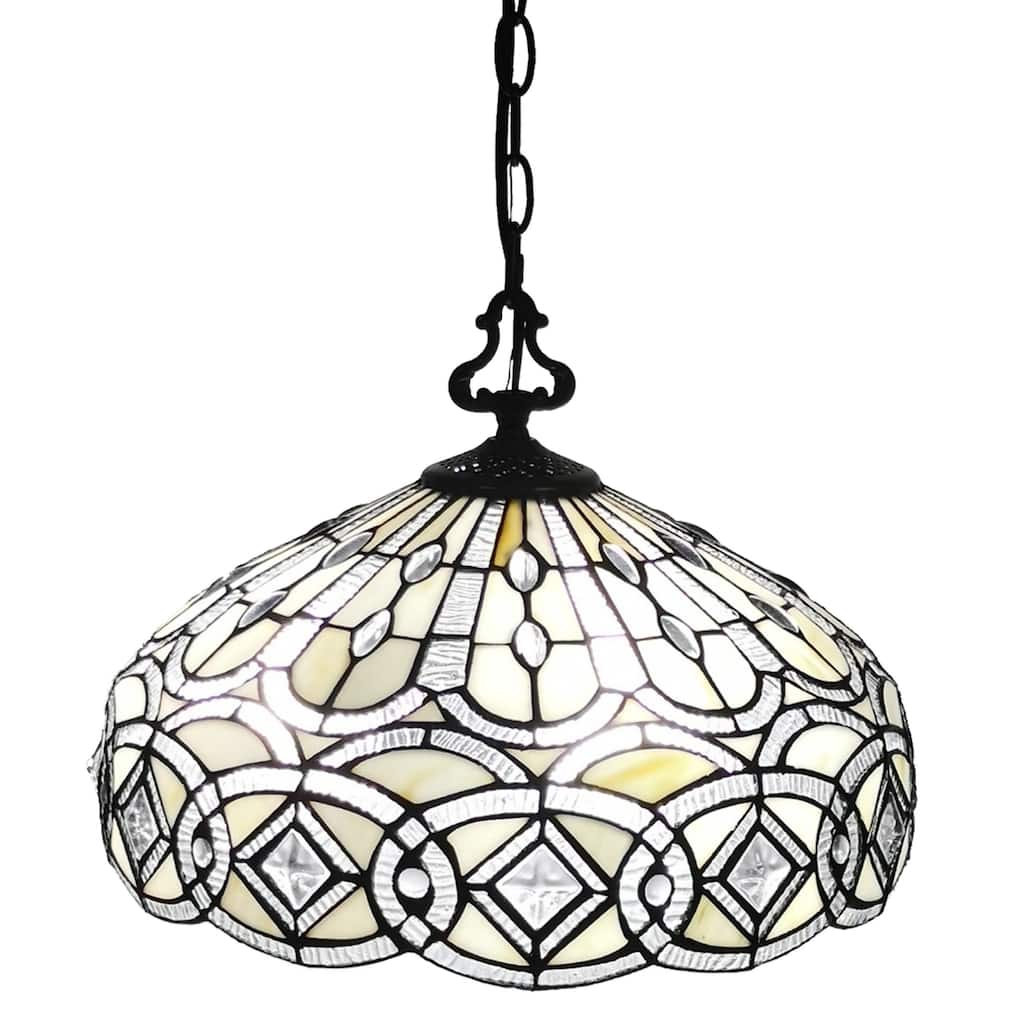 Amora Lighting AM295HL16 Tiffany Style White Hanging Lamp