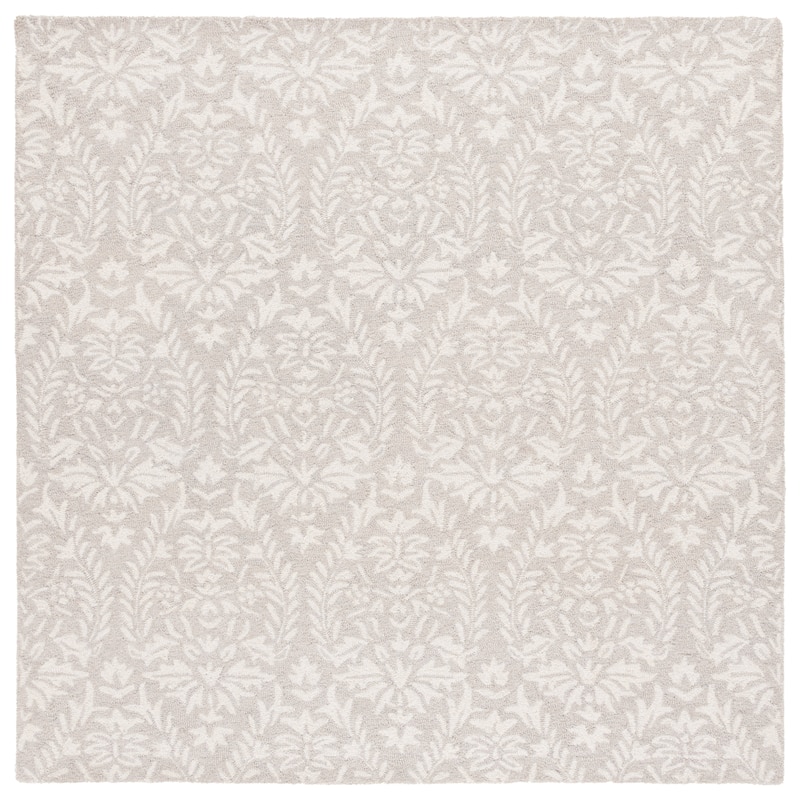 SAFAVIEH Handmade Ebony Lelioara Modern & Contemporary Wool Rug - 6' Square - Light Grey/Ivory