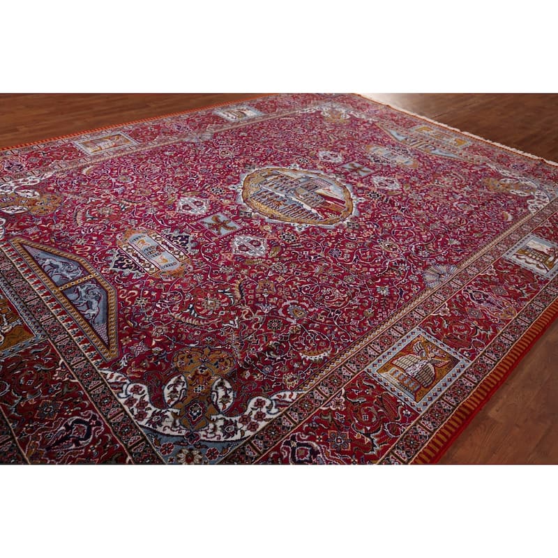 Animals Pictorial Tabriz Turkish Area Rug Machine Made Carpet - 9'9" x 12'6"