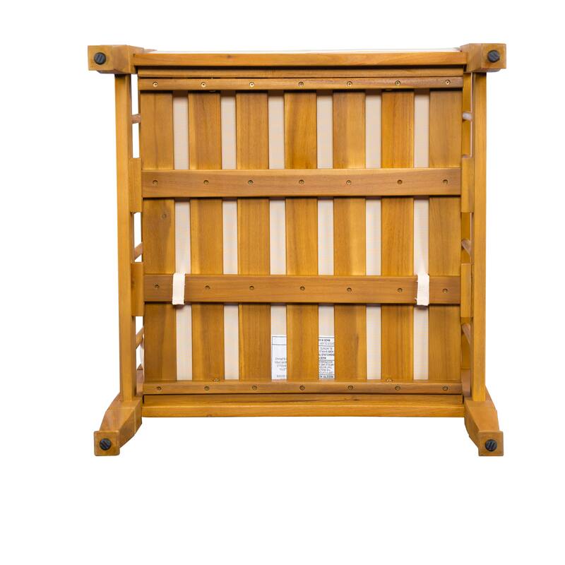 Roomfitters 4-Piece Acacia Wood Patio Furniture Set, Seating Conversation Set with 4-Inch Thick Cushions and Coffee Table