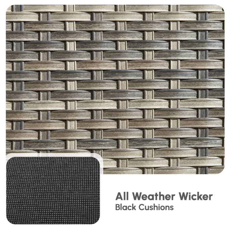 OVIOS 8 Pieces Outdoor Patio Swivel Chair Conversation Set with Fire Table