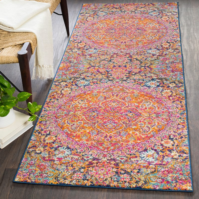 Livabliss Roanoke Pink & Purple Medallion Runner Rug - 2' 7" x 7' 3"