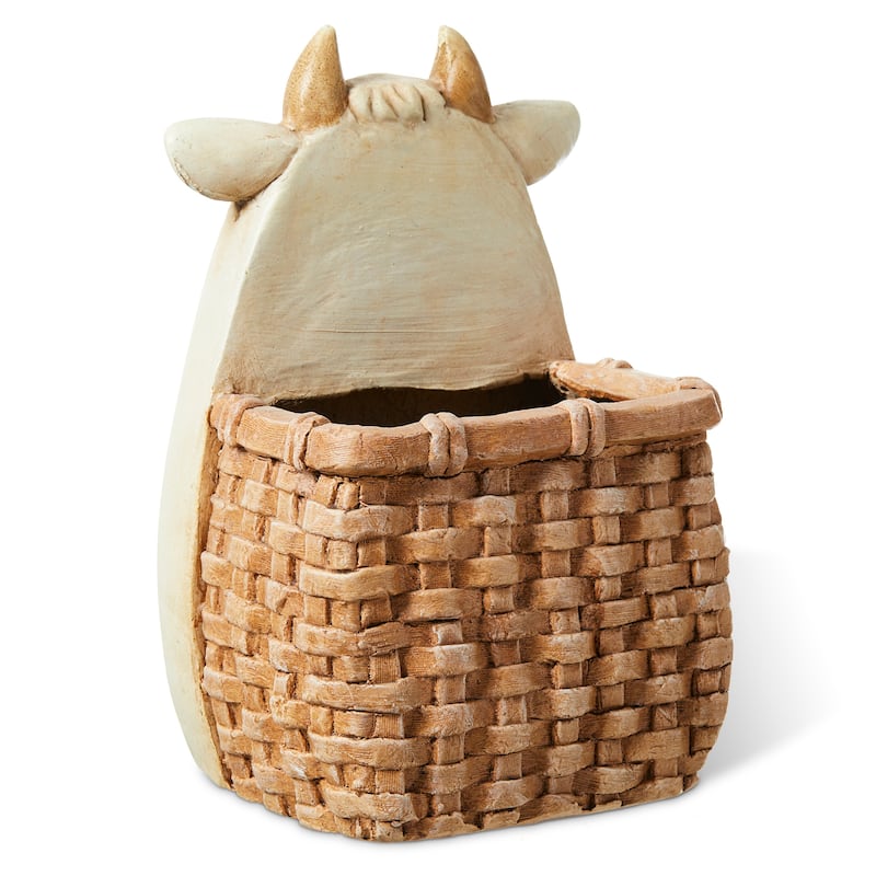 Glitzhome 13"H MGO Cute Sheep Cow Shape Statue Planter Pot Gift