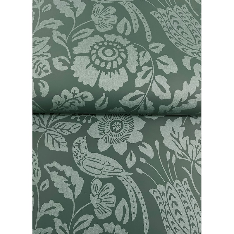 A-Street Prints Marta Green Floral Trail Wallpaper