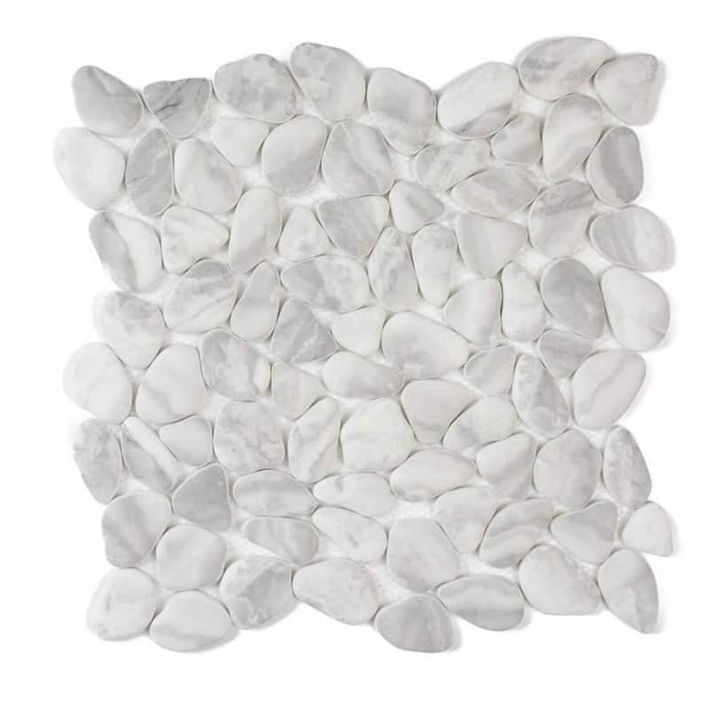 Huron Rock 12x12 Matte Glass Pebble Mosaic Tile - Floor, Wall, Backsplash