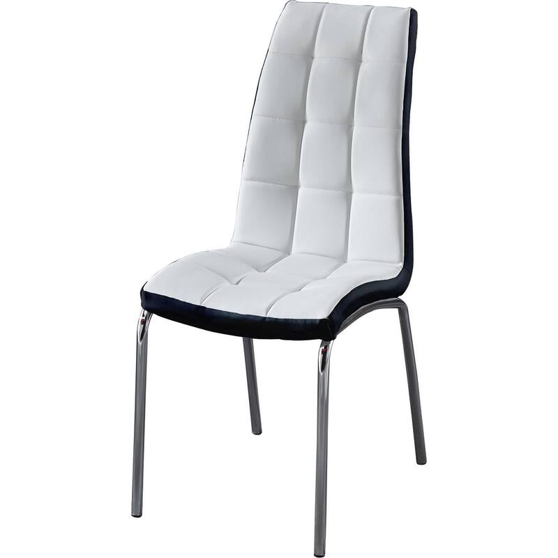 Set of 4 Modern Lattice Design Leatherette Dining Chair with Metal Legs