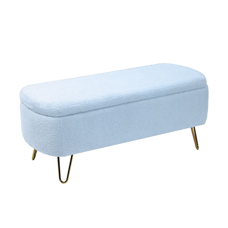Upholster Storage Ottoman Bench with Faux Fur - 39.37"L x 15.75"W x 15.5"H