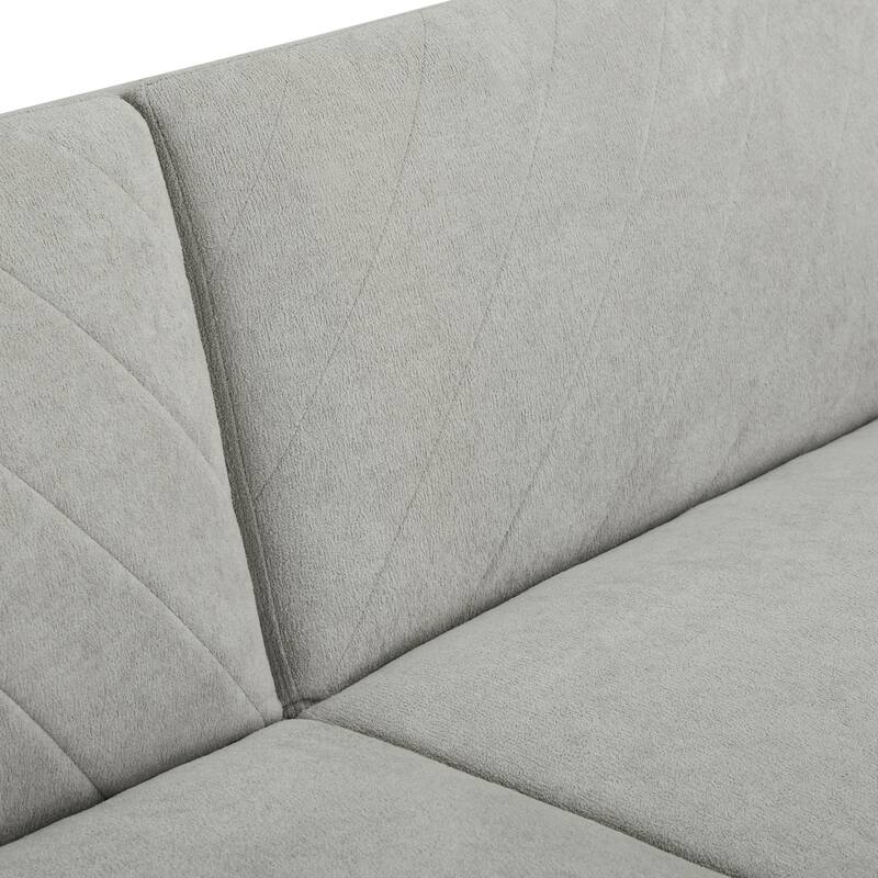 Multi-Functional Futon Sofa Bed with Tapered Wood Legs, Converts to Single Bed, Ideal for Small Spaces - Grey