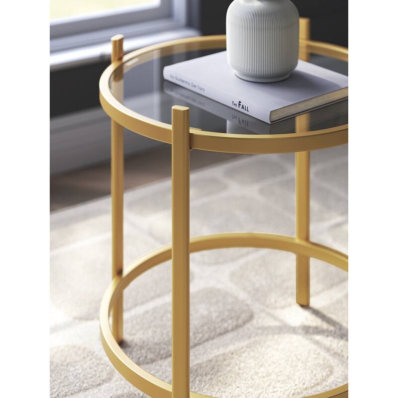 Signature Design by Ashley Pearlox Gold/Clear Table (Set of 3) - 38"W x 38"D x 18"H